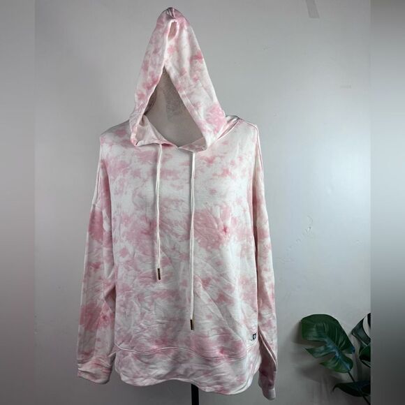 ANNE KLEIN SPORT TIE DYE PULLOVER DRAWSTRING OVERSIZED BOXY STRETCHY HOODIE L - Picture 5 of 12
